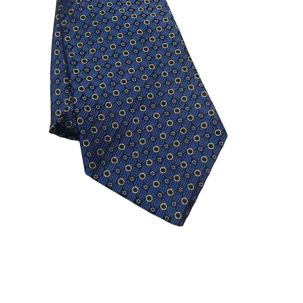 Nautica‎ Tie Mens One Size Blue Geometric 100% Silk Jacquard Classic Necktie
